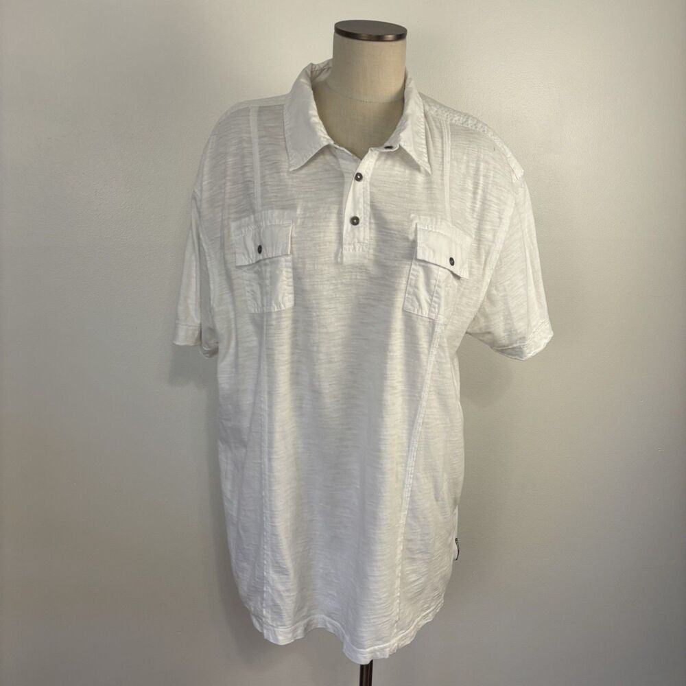 Paper Denim & Cloth Mens XXL Cotton White Polo Shirt Collared Flaw